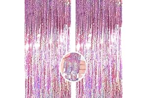 Rosa Backdrop Streamers AILEXI 2 Pack 1M*2M Metallic Tinsel Folie Fringe Vorhänge für Photobooth Party Dekor