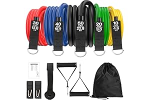 KOOMOONY Resistance Bands Set, Resistance Bands Exercise Bands For Men Workout Bands With 5 Fitness Tubes, 2 Foam Handles Resistance Bands Set Men Women,Ideal for Strength Training,Yoga,Gym,Pilates,Fitness