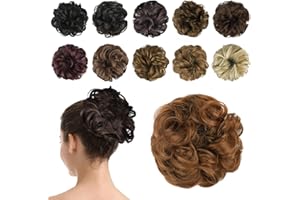 BARSDAR Postiche Chignon Cheveux Naturel Chignon Effet Decoiffe MéChéS Bouclé Chouchous Extensions de Cheveux Scrunchies OnduléS Donut Mariage pour Femme