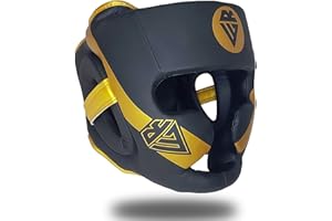 URBANSBEE Casque Boxe - MMA Muay Thai Casque De Boxe Integral pour Sparring et Combat, Maya Hide Cuir Head Guard, Boxing Tête Protection pour Kickboxing karaté, Taekwondo Fighting & Training
