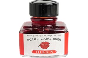 Jacques Herbin 13022T – Butelka atramentu 30 ml do piór wiecznych i długopisów wiecznych, w kolorze czerwieni karobowej