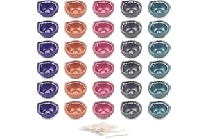 KSJONE Set of 30 Colourful Handmade Diyas for Diwali Hand Painted Decorative Clay Mitti Diya Deepak Lanterns for Diwali Decoration (Free Lambi Diya Batti/Long Cotton Wicks) Christmas Gift