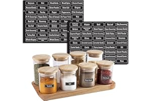 colortouch Spice Labels for Jars, Spice Stickers, 90 Pcs, Waterproof Spice Jar Labels Preprinted for Kitchen Organization and Pantry Storage, Black Seasoning Sticker, Sticky, Washable, Rectangle