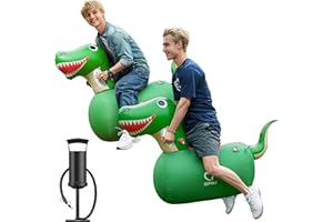 QPAU Inflatable Bouncy Dinosaur 2 PCS with Hand Pump, Heavy Duty Giant Bouncy Pal, 220lbs load capacity, Bouncy Animal Hopper Toy, Indoor Outdoor Hopping Horse for Girls Boys Ages 5+