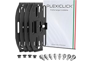 PLEXICLICK® Italia Porta Targa Auto - Senza cornice invisibile - Portatarga Auto Anteriore Posteriore - Portatarga nero - Cura del veicolo - Targhe intercambiabili auto