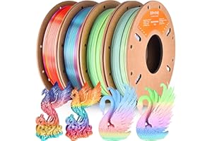 ERYONE PLA Filament Bundle,1,75 mm 3D Printer Filament +/- 0,03mm,Multicolor PLA Filament Set,250g x4 Spool,Silk Rainbow Filament,Matte Macaron/Matte Watercolor/Silk Vibrant/Silk Waterfall
