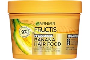 ‎GARNIER Garnier Fructis Pflegende Bananen Haarmaske, Leave-In für trockenes Haar und mehr Geschmeidigkeit, Anwendung als Spülung, Maske oder Leave-In, Lipidkomplex, Ohne Silikone, Hair Food, 3in1, 400ml