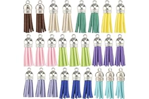 SUNNYCLUE 100Pcs 10 Colors Keychain Tassel Leather Charms Faux Suede Tassel Pendant Bulk with CCB Plastic Cord End for Keyring Decoration DIY Jewellery Making Crafts Supplies, Mixed Color