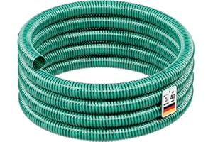 Wiltec Suction Hose, Pressure Hose, 5 m, Flexible, 40 mm (1 1/2 Inch) Green, Made in Europe, for Connection to Pond Pumps and Domestic Water Works
