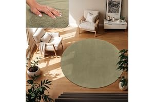 TT Home Vardagsrumsmatta Ljusgrön 200 cm Rund Mjuk & Kort Lugg
