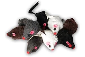 EUROPET BERNINA EBI Echtfell-Spielzeugmaus, ideale Beschäftigung für Katzen, Fellmäuse im Set, je 5 cm (9 St. mit Rassel)