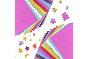 SILENT-QIAOYOU Glitzerpapier zum Basteln 20 Stück Selbstklebendes Papierbastel Glitzerpapier Glitzerpapier zum basteln türkis Glitzerpapier zum basteln A4 für Kinder zum Selbermachen oder Basteln und Gestalten