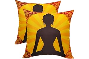 Olivia Rocco Paquete de 2 fundas de cojín impermeables para jardín, exteriores, transpirables, decorativas, para patio, banco, sofá, muebles, interiores, sala de estar, cama, silla, dispersión, Buda