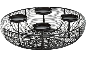 Brandsseller Wieniec adwentowy Ø 36,5 cm | wieniec bożonarodzeniowy | świecznik | kosz adwentowy | dekoracja bożonarodzeniowa | metal | czarny