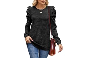 Sampeel Sweatshirts for Womens Gigot Sleeve Ladies Long Sleeve Tops Lightweight Jumpers