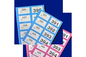 YLAB 2-Pack Extra Large Raffle Books, Cloakroom Tickets (1-400) – Jumbo 7x4cm Perforated Ticket Stubs – Easy Read, Numbered & Secure – Choose Your Colours (Blue & Pink)