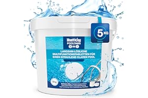 BlueViking Chlortabletten für Pool 5 in 1 - Hochwirksame Multitabs Pool 200g im 5kg Eimer - Chlor Pool Tabletten in EU Premium-Qualität - Einfache, Sichere und Effiziente Poolpflege