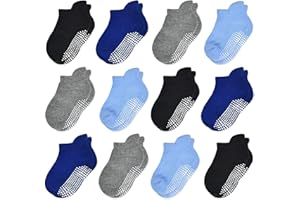 HYCLES Skarpety stoperowe dla dzieci – 12 par skarpet z tworzywa ABS, dla dzieci, chłopców, małych dzieci, antypoślizgowe, dla dziewczynek w wieku 0-7 lat