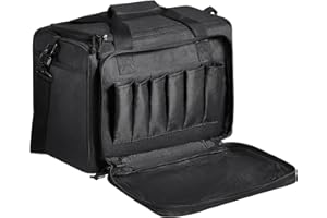 VEVOR Estuche Blando para 3 Pistolas Bolsa para Pistola con 2 Deflectores Desmontables y 6 Cargadores Bolsa de Arma con Una Sola Tira para el Hombro para Campo de Tiro de Caza al Aire Libre, Negro