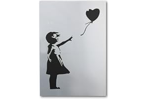 IDEAL STENCILS Stencil Banksy a forma di bambina con palloncini formato A5 (misure 11,5 x 17 cm), stencil per decorazione della casa