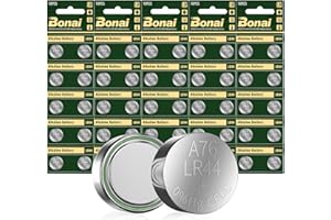 ‎BONAI BONAI Baterie guzikowe LR44 1.5V AG13 bez baterii alkalicznych rtęciowych-50 sztuk (357/357A/L1154/A76/GPA76)
