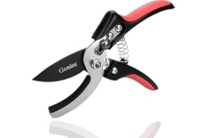 gonicc Tijeras de podar de yunque de hoja de acero profesional SK-5 de 8 pulgadas (GPPS-1010), cojín y diseño de amortiguador, mango de diseño ergonómico