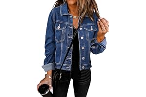 Vetinee Women's Denim Jackets Button Down Stretch Boyfriend Jean Jacket