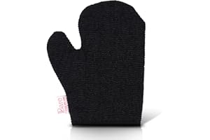 Bare by Vogue Exfoliating Mitt - Double-Sided Tan Mitt for Deep Exfoliation, Built-In Thumb for Secure Grip - Removes Dead Skin for Smooth, Radiant Complexion (One Size, Black)