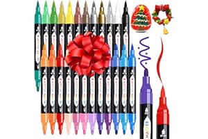TBC The Best Crafts 24 Colors Dual Tip Acrylic Paint Markers,Waterproof, Non-Toxic, odorless, Suitable for Paper, Pottery, Stones, Backpacks, Glass, Eggs, Fabrics, Plastics, handicrafts