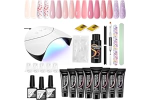 VANREESA Gel de Extensión de Uñas Completo Set, 8 Colores 15ml Kit Uñas de Gel con 36W Lampara y Base Top Coat, Regali per Mujeres