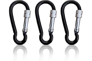 Holesto® Juego de 3 Mosquetones pequeños - Mosquetón de Llavero - Mini mosquetón - Set de mosquetones - Organizador de Llaves - Mosquetón Negro (Negro)