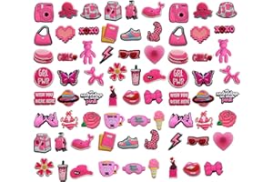 VPB 74Pcs Charmes de Chaussure,Pins pour Crocs,Décorations de Chaussures Roses,Breloque pour Sabots Sandales pour garçons,filles,hommes,femmes,cadeaux de d'anniversaire