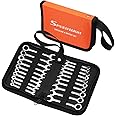 SPEEDWOX 20 Pcs Mini Combination Wrench Set Mini Ignition Wrench Set Mini Wrench Set Metric and SAE Small Wrench Sets 5/32"-7/16" & 4-11mm Open and Box End Spanner Wrench Set with Storage Pouch