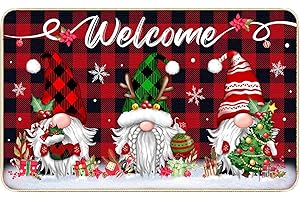 WROYGVY Fußmatte Weihnachten,weihnachtsdeko Teppich rutschfest,Rote und Schwarze Farbgebung Weihnachts fußmatte Winter,weihnachtsteppich für Eingangsbereich Außenbereich