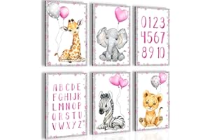 NOVART Cuadros Decorativos Animales - KOMPLETT AUFHÄNGFERTIG - Decoración con estilo - 6 Partes Set - N016664a