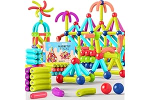 AQXONG 138Pcs Jouets de Construction Magnétiques, Jouets de Construction 3D, Blocs de Construction Magnétiques, Cadeau de Jouet d'apprentissage Éducatif pour Garçons et Filles de 3 à 12 Ans (138Pcs)