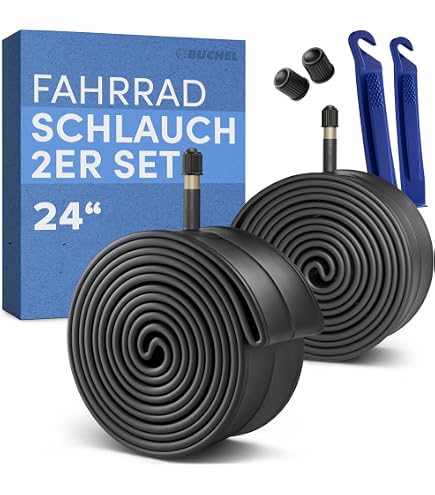 2er Set Fahrradschlauch 24 Zoll 1,75/2.125 600x28A französisches Ventil ETRTO 47-507, 50-507, 54-507, 55-507 City-Bike Gravel Bike Tourenrad Trekkingbike Hollandrad 24” Sport & Freizeit