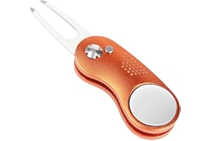 Mile High Life Metalowe składane narzędzie golfowe Divot z wyskakującym przyciskiem i magnetycznym znacznikiem kulkowym (wiele kolorów/kształtów)