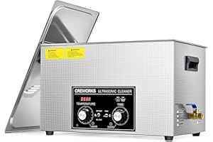 CREWORKS 30L Pulitore Ultrasuoni con 600W Riscaldatore e Timer 600W Vasca Ultrasuoni in Acciaio Inossidabile con Modalità Degas e Delicata Pulizia Ultrasuoni per Laboratorio Utensili e Ricambi Auto