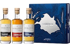 ARMORIK - Coffret Coeur de Gamme 3 x 20 cl - Single Malt Whisky BIO - Alcool 46% - Coffret découverte - A déguster pur - 3x20cl
