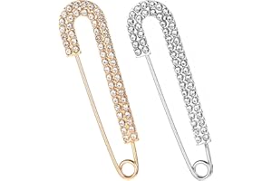 BRAMBLECO 2 PCS Decorative Brooch Pins – Rhinestone Safety Pin for Clothing – Elegant Kilt Pins, Shawl Clips, Scarf and Sweater Accessories for Women – Vintage Faux Crystal Metal Pin
