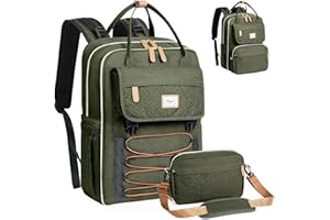 Tonyeee Wickelrucksack Rucksack- Abnehmbare Cross Body Flasche, Wickeltasche Reisen Essentials Baby Tasche mit Wickelauflage,Stylish Wickeltasche für Mama/Papa-Grün