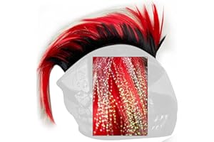 3T-SISTER Helmet Mohawk Hawk Cosplay Wig Helmet Accessory for Motorcycle Bicycle Ski Helmets Real Hair Decorations (Helmet not Included) (red)