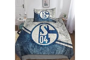 EKENOZ Schalke Bettwäsche Set Bettbezug 3D Bedruckte Betten Für Kinder Jungen Mädchen Thema Raumdekor Kuschelig 3 Teilig Sets Single（135x200cm）