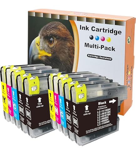 Brother LC1100 Original Tintenpatronen Multipack – 4 Farben Set (Schwarz, Cyan, Magenta, Gelb) Für Hohe Ausbeute