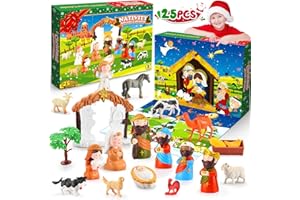 Geebiiny Calendario Avvento 2024, Presepe Bambini Calendario Avvento per Bambini Calendario di Avvento Presepe Accessori Calendario dell Avvento Regalo di Natale Calendario Avvento Bambino Bambina