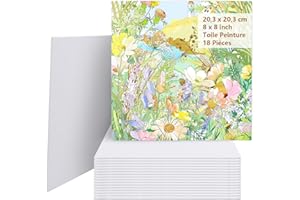 AKOLAFE 18 Stück Leinwand zum Bemalen 20x20 cm Weiß Leinwände zum Malen 3mm Dick Keine Leinwände zum Bemalen mit Keilrahmen Aus Baumwolle Geeignet für Acryl, Ölfarben, Skizze und Aquarell