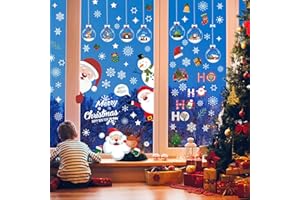 Ctxtqtdt 117 STK Fensterbilder Weihnachten Selbstklebend, Weihnachtsdeko Fenster Weiß, Fensterbilder Sticker Fensterdeko Deko für Party Heimdekoration Schuldekoration usw (9 Blatt, 30x20cm)