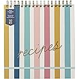 Busy B Recipe File - Stripe - Flip Top Recipe Organiser with Built-in Stand, 16 Recipe Cards, Plastic Sleeves, Index Cards and Space for 80 Recipes - FSC® Certified
