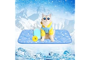 Rywell Kühlmatte für Katzen - Upgarde Entfärbung Verdicken Waschbar selbstkühlend Kälte 45×60cm Hundematte - rutschfest Weich Wasserabsorbierend Geruchlos Sommer Hundedecke für Hunde - S - Blau